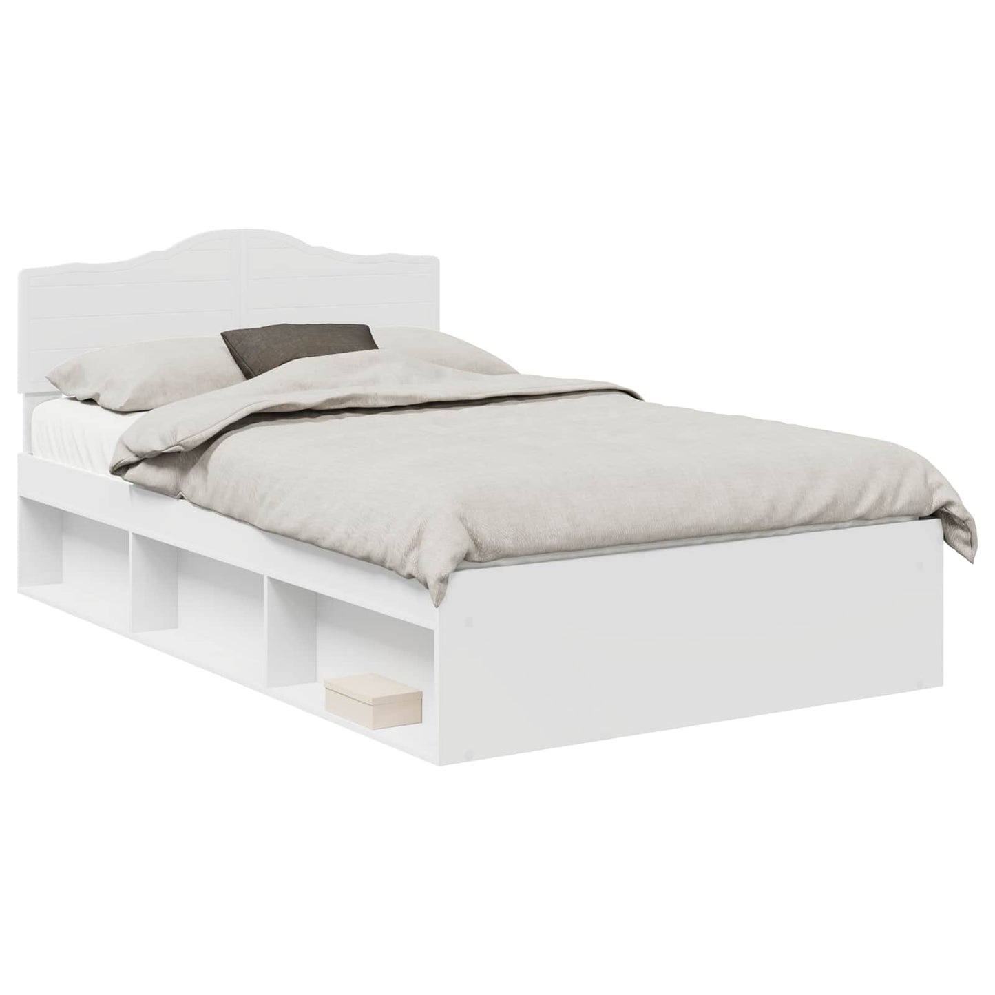 Bed Frame with Headboard White 120 x 190 cm Solid Pine Wood