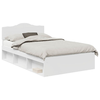 Bed Frame with Headboard White 120 x 190 cm Solid Pine Wood