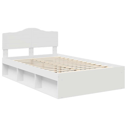 Bed Frame with Headboard White 120 x 190 cm Solid Pine Wood