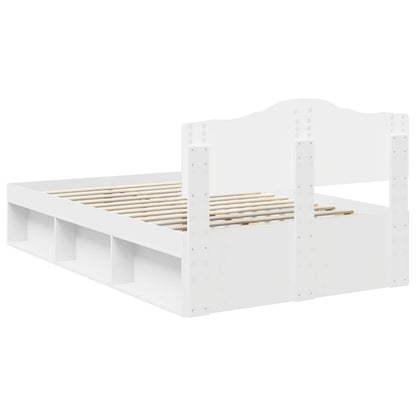Bed Frame with Headboard White 120 x 190 cm Solid Pine Wood