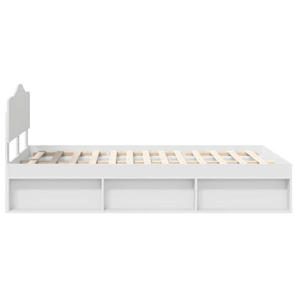 Bed Frame with Headboard White 120 x 190 cm Solid Pine Wood