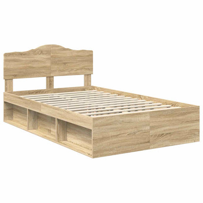 Bed Frame with Headboard Sonoma 120 x 190 cm Solid Pine Wood