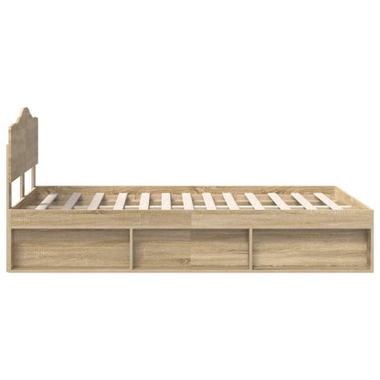 Bed Frame with Headboard Sonoma 120 x 190 cm Solid Pine Wood