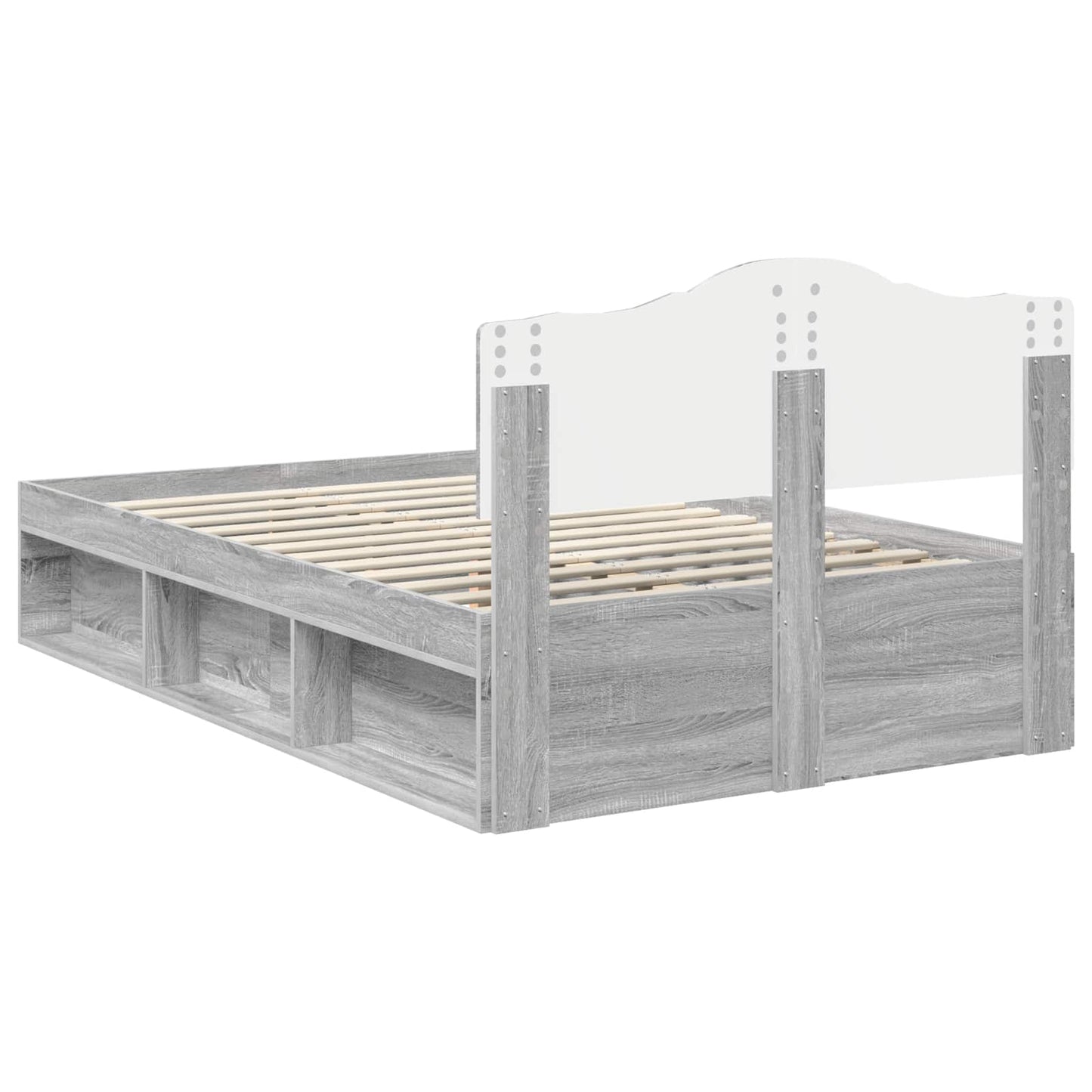Bed Frame Grey Sonoma 120 x 190 cm Solid Pine Wood