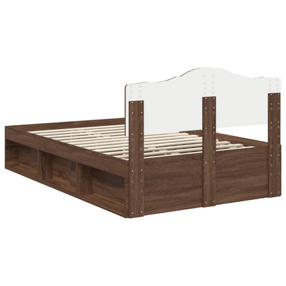 Bed Frame with Headboard Brown Oak 120 x 190 cm Solid Pine Wood