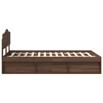 Bed Frame with Headboard Brown Oak 120 x 190 cm Solid Pine Wood