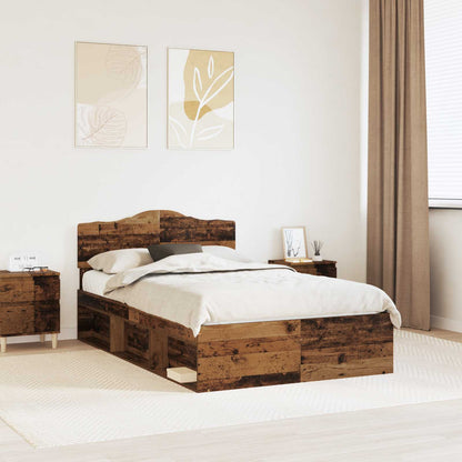Bed Frame with Headboard Old Wood 120 x 190 cm Solid Pine Wood
