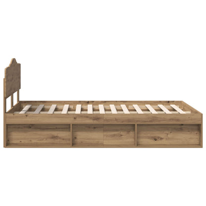 Bed Frame Artisian Oak 120 x 190 cm Solid Pine Wood