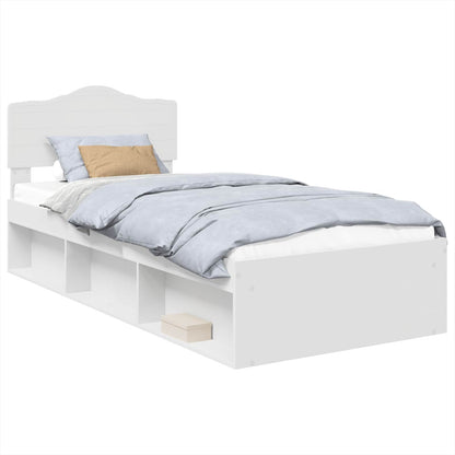 Bed Frame with Headboard White 100 x 200 cm Solid Pine Wood