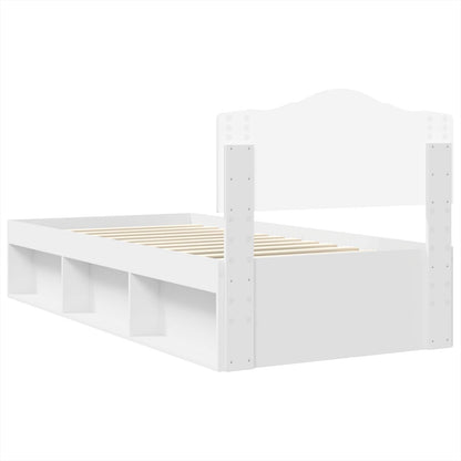 Bed Frame with Headboard White 100 x 200 cm Solid Pine Wood