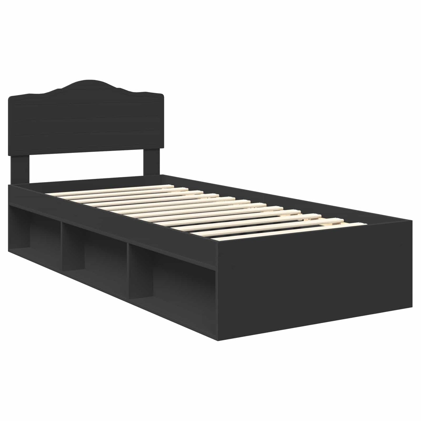 Bed Frame with Headboard Black 100 x 200 cm Solid Pine Wood