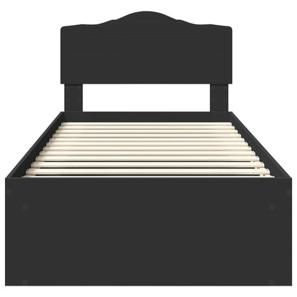 Bed Frame with Headboard Black 100 x 200 cm Solid Pine Wood