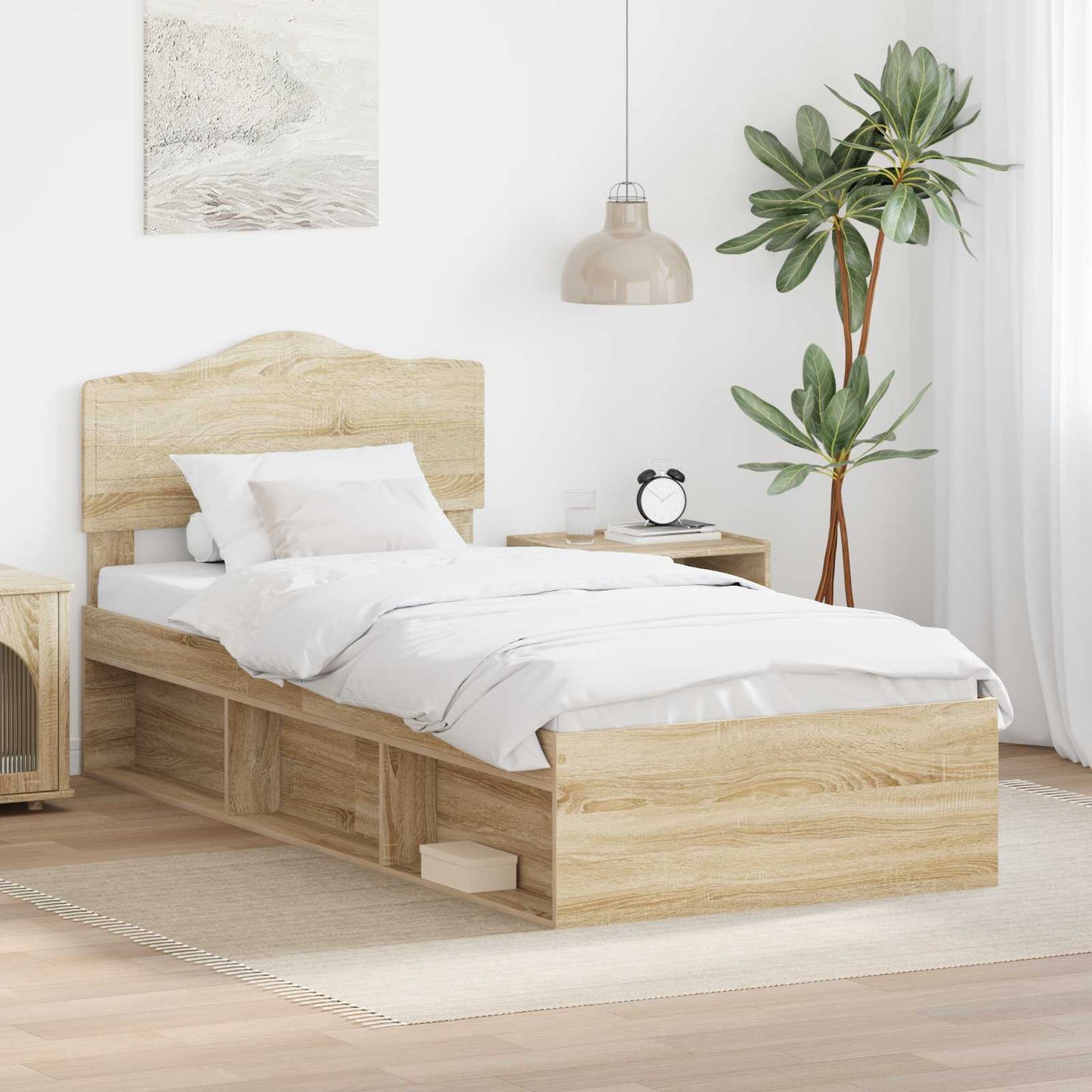 Bed Frame with Headboard Sonoma 100 x 200 cm Solid Pine Wood