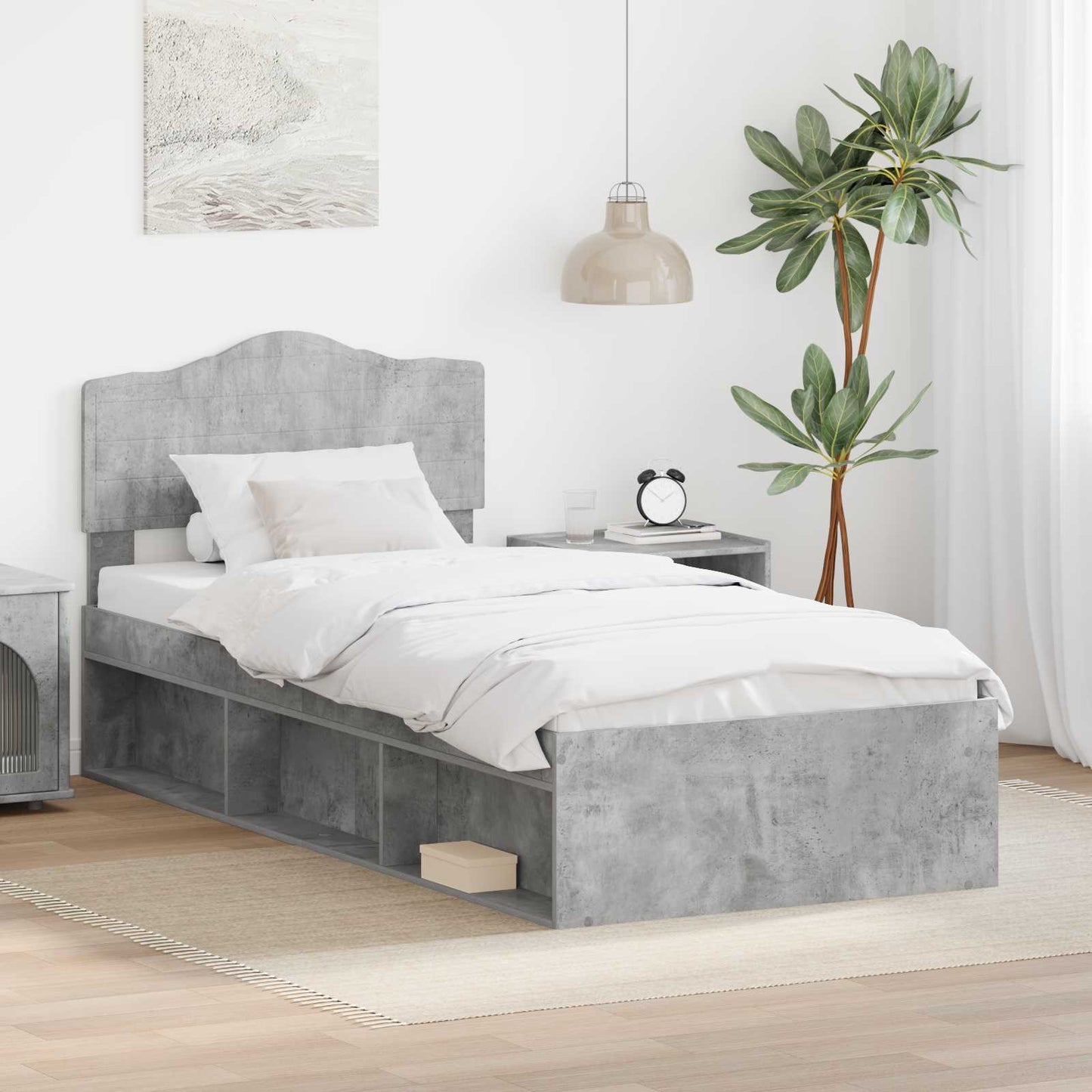 Bed Frame Concerte Grey 100 x 200 cm Solid Pine Wood