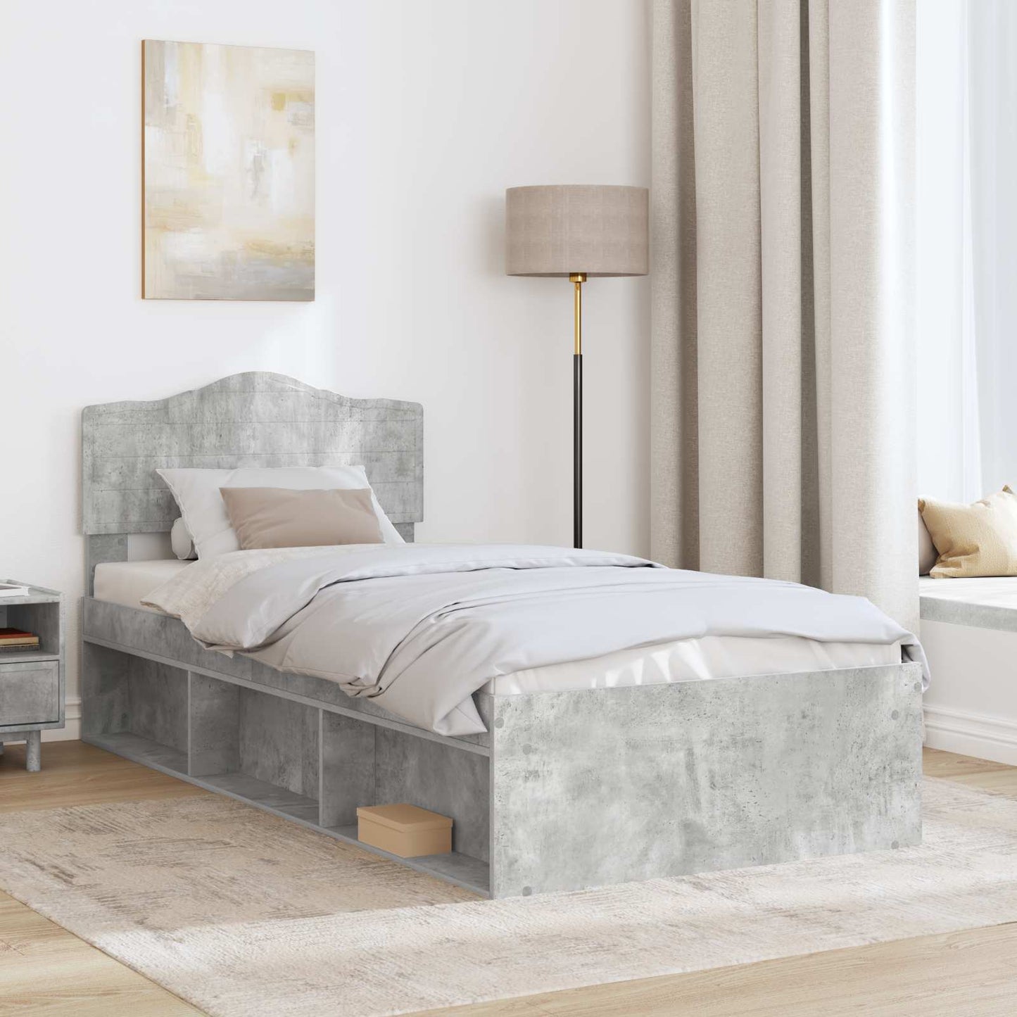 Bed Frame Concerte Grey 100 x 200 cm Solid Pine Wood