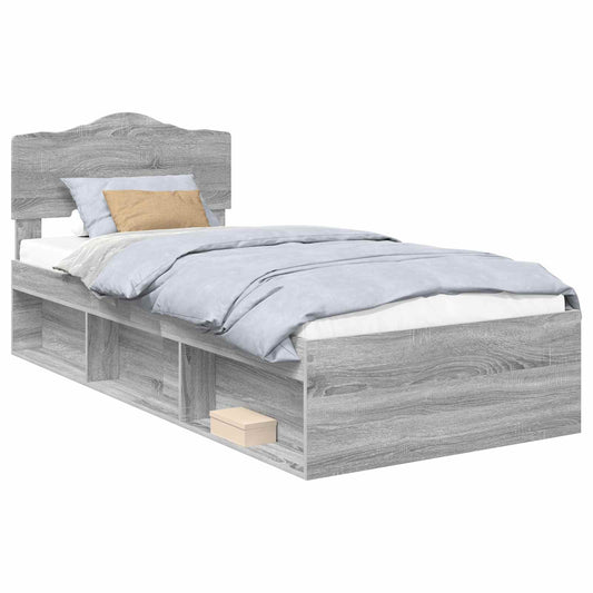 Bed Frame Grey Sonoma 100 x 200 cm Solid Pine Wood