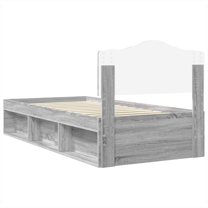 Bed Frame Grey Sonoma 100 x 200 cm Solid Pine Wood