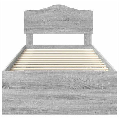 Bed Frame Grey Sonoma 100 x 200 cm Solid Pine Wood