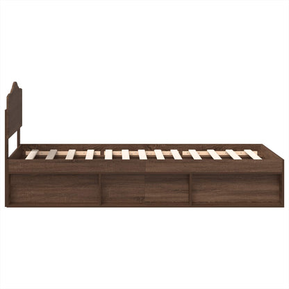 Bed Frame with Headboard Brown Oak 100 x 200 cm Solid Pine Wood