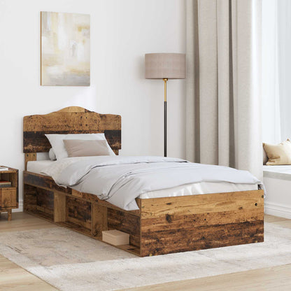 Bed Frame with Headboard Old Wood 100 x 200 cm Solid Pine Wood