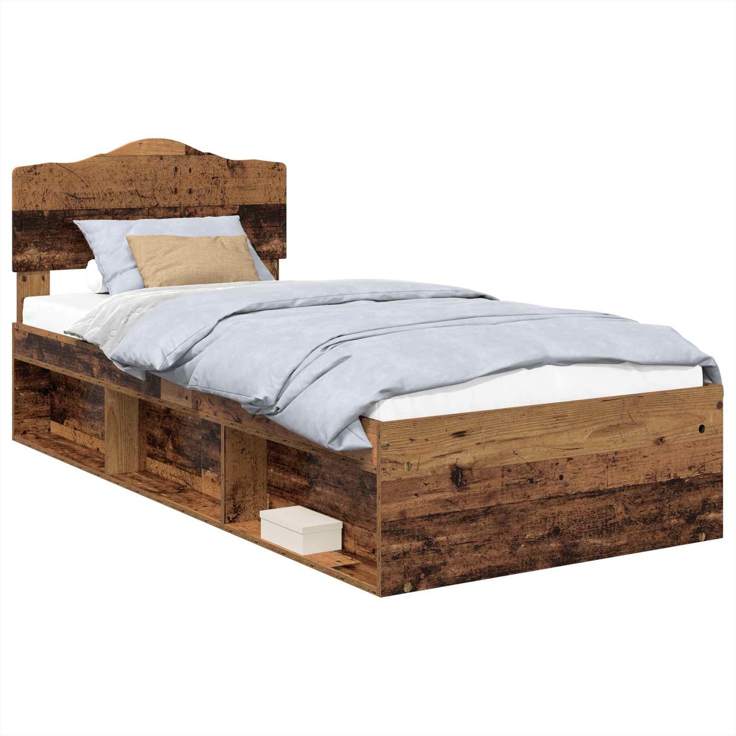Bed Frame with Headboard Old Wood 100 x 200 cm Solid Pine Wood