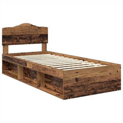 Bed Frame with Headboard Old Wood 100 x 200 cm Solid Pine Wood