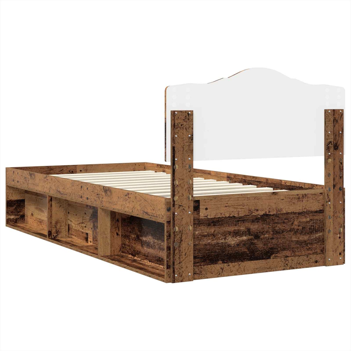 Bed Frame with Headboard Old Wood 100 x 200 cm Solid Pine Wood