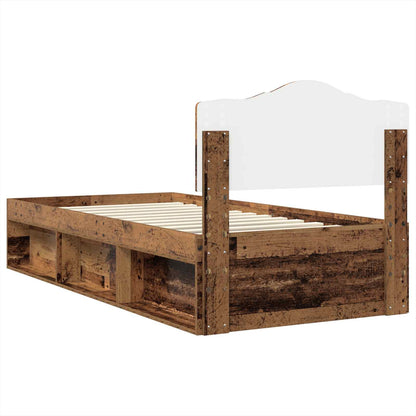 Bed Frame with Headboard Old Wood 100 x 200 cm Solid Pine Wood