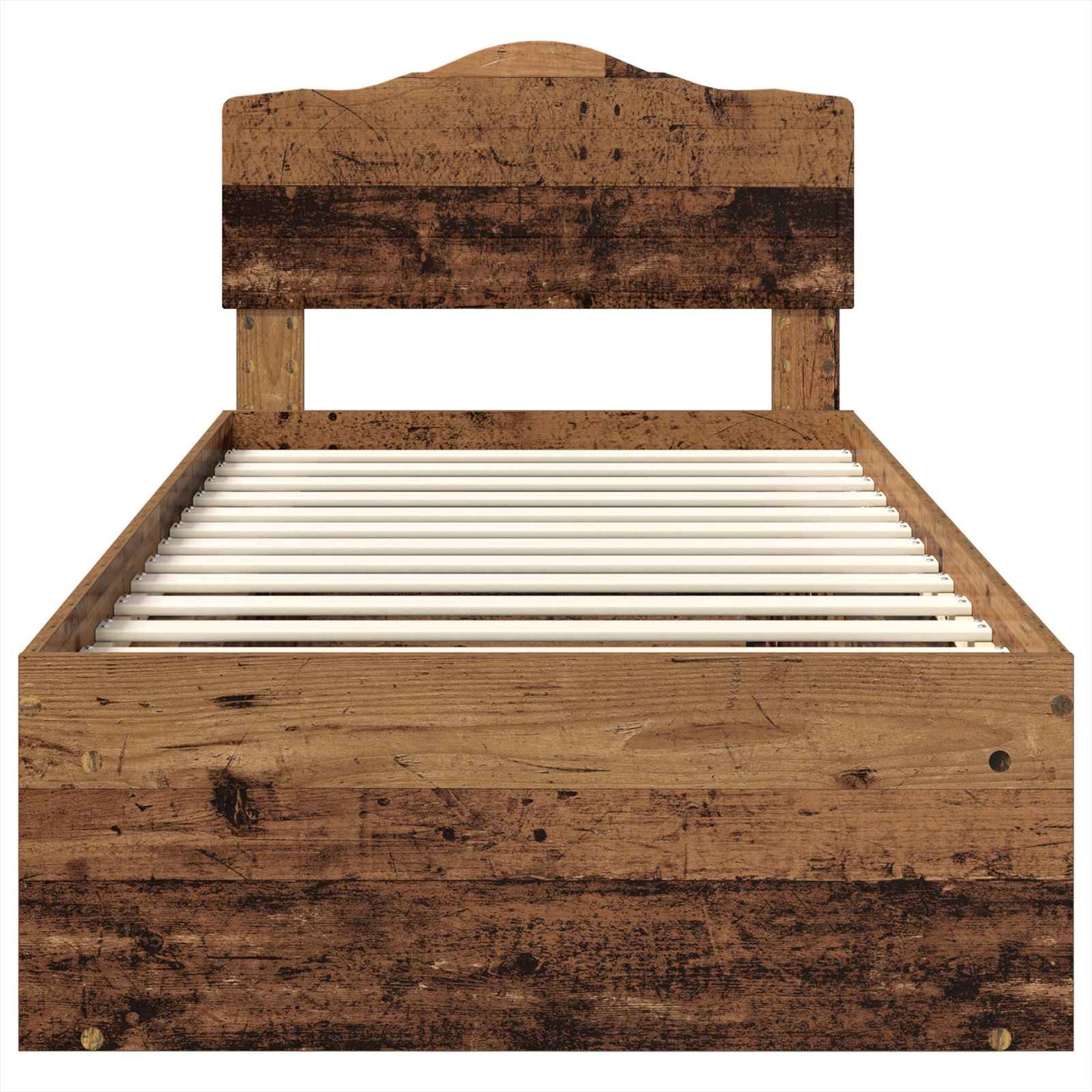 Bed Frame with Headboard Old Wood 100 x 200 cm Solid Pine Wood
