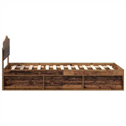 Bed Frame with Headboard Old Wood 100 x 200 cm Solid Pine Wood