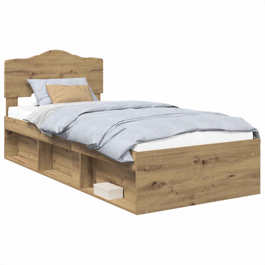 Bed Frame Artisian Oak 100 x 200 cm Solid Pine Wood