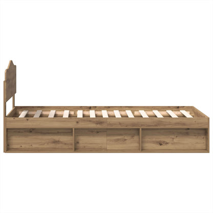 Bed Frame Artisian Oak 100 x 200 cm Solid Pine Wood