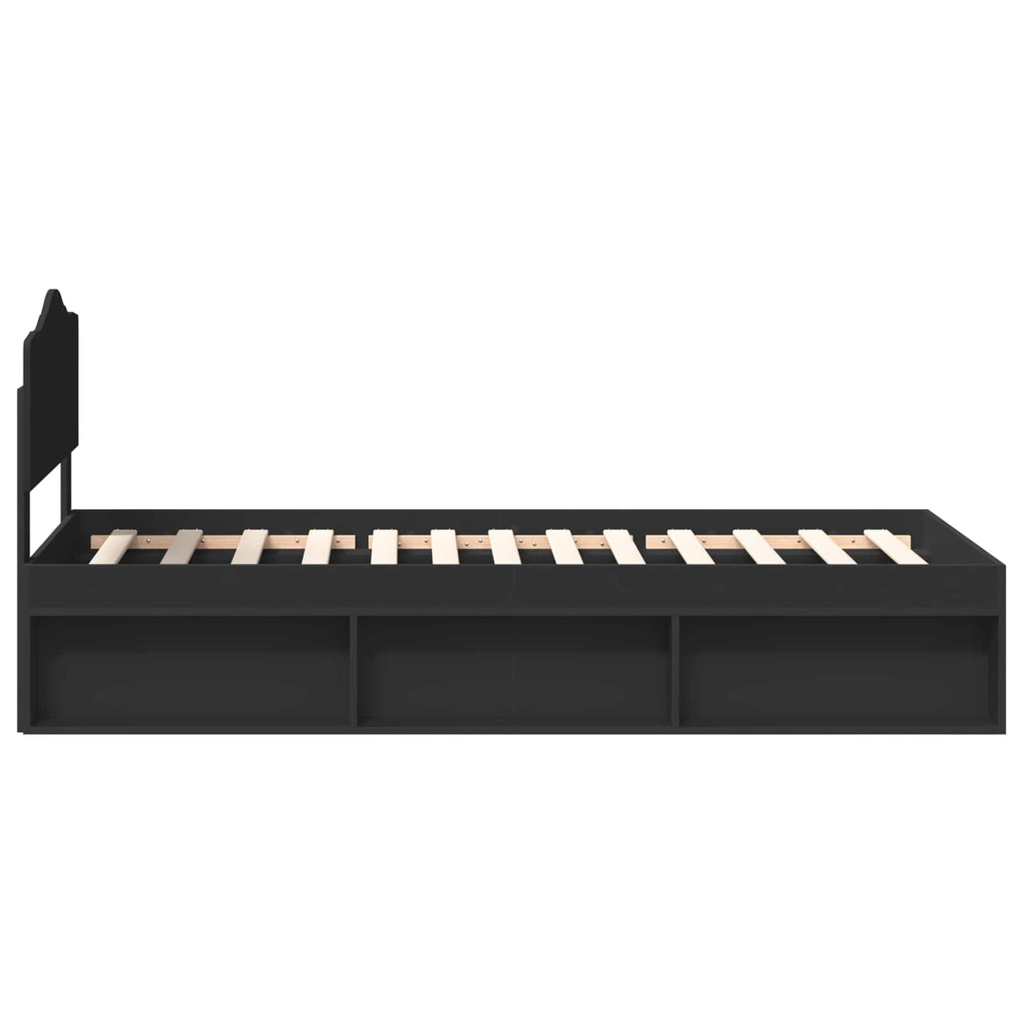 Bed Frame with Headboard Black 90 x 200 cm Solid Pine Wood
