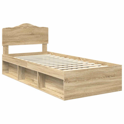 Bed Frame with Headboard Sonoma Oak 90 x 200 cm Solid Pine Wood