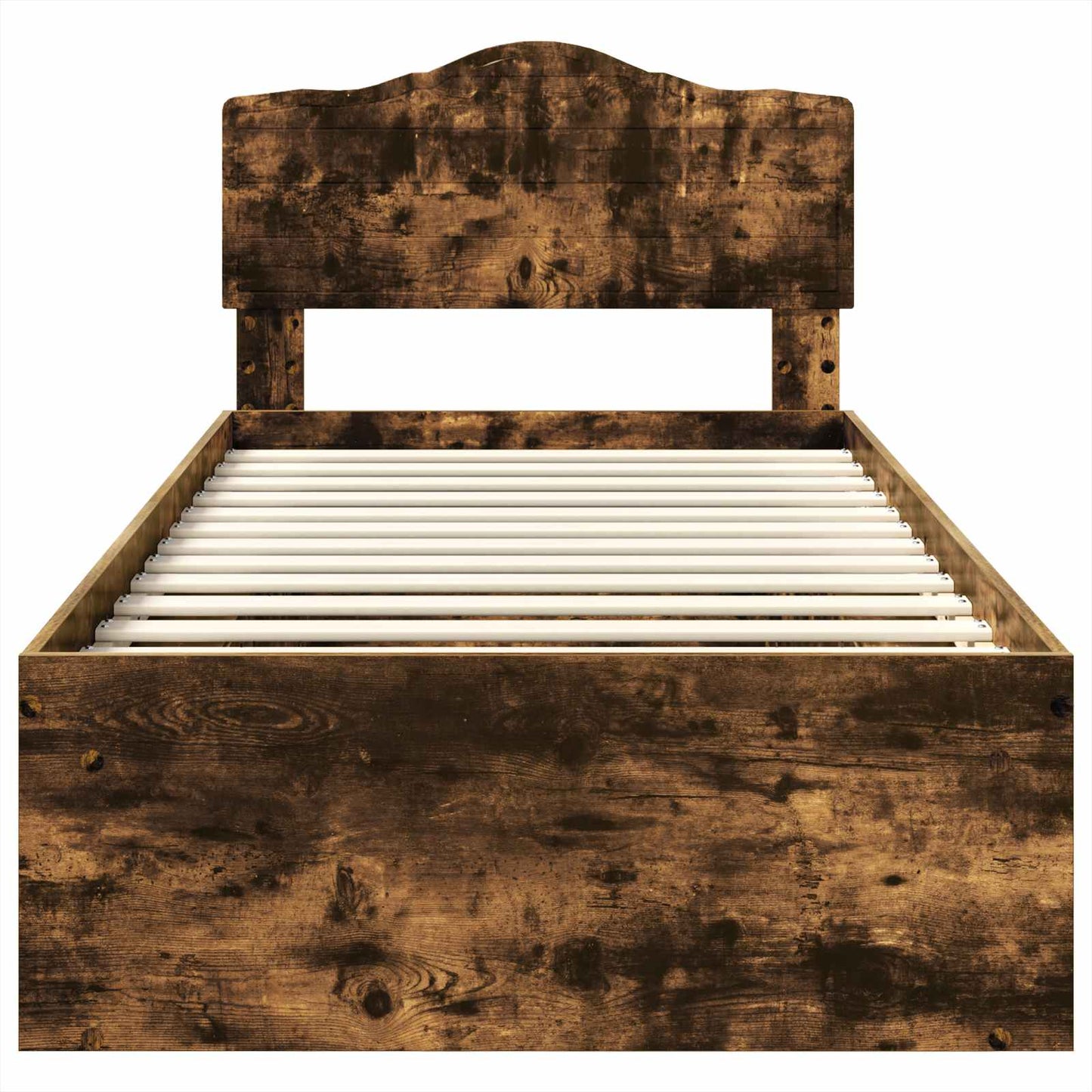 Bed Frame with Headboard Smoked Oak 90 x 200 cm Solid Pine Wood