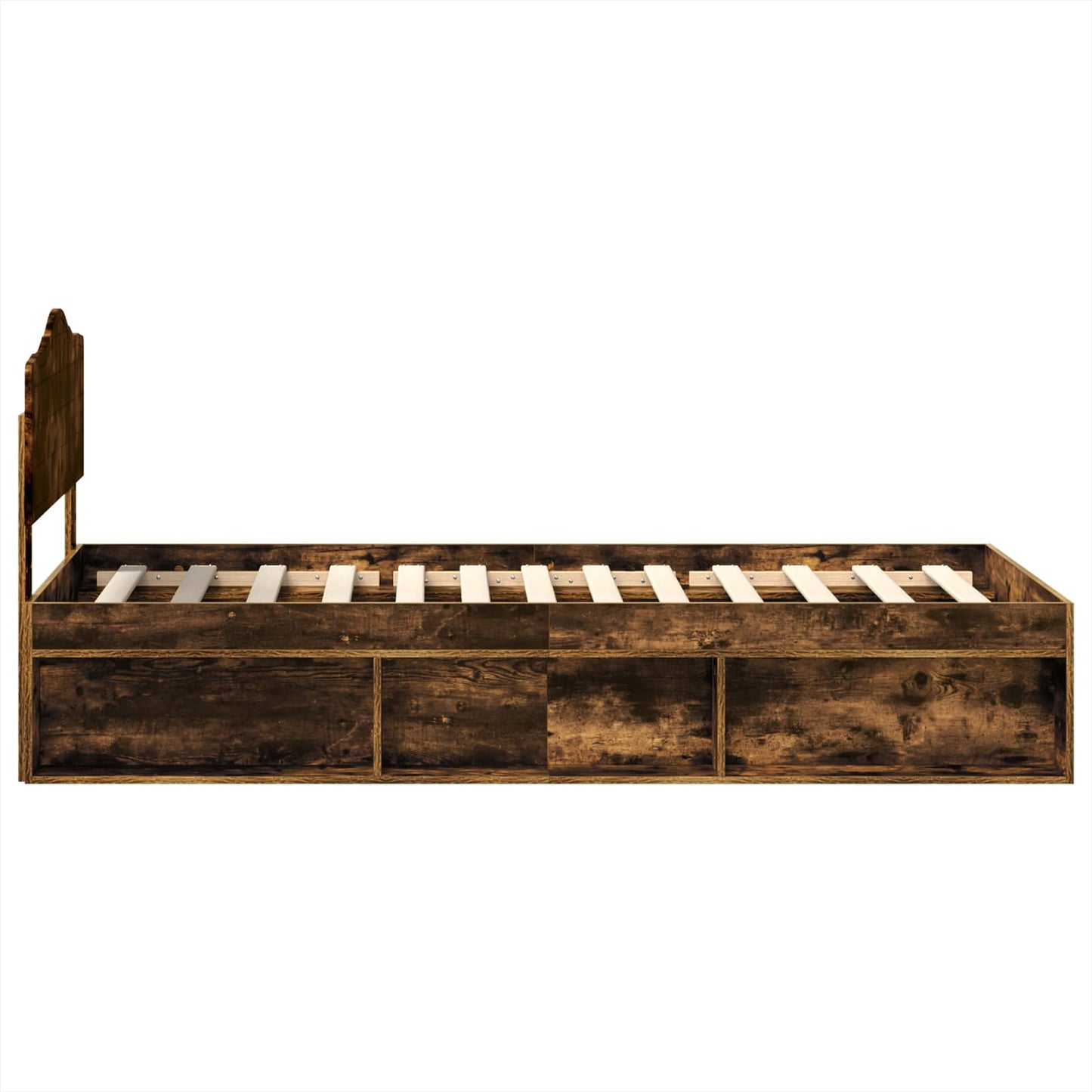 Bed Frame with Headboard Smoked Oak 90 x 200 cm Solid Pine Wood