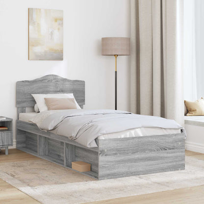 Bed Frame Grey Sonoma 90 x 200 cm Solid Pine Wood