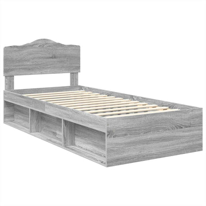 Bed Frame Grey Sonoma 90 x 200 cm Solid Pine Wood
