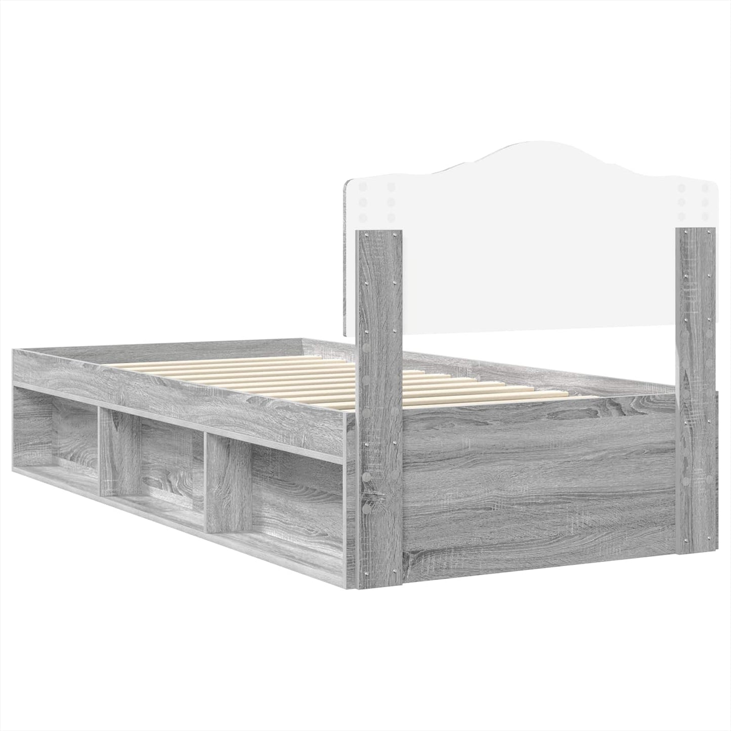 Bed Frame Grey Sonoma 90 x 200 cm Solid Pine Wood