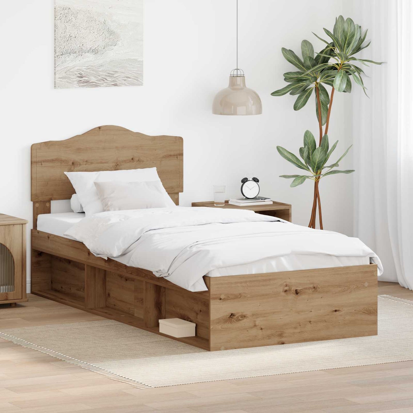 Bed Frame Artisian Oak 90 x 200 cm Solid Pine Wood