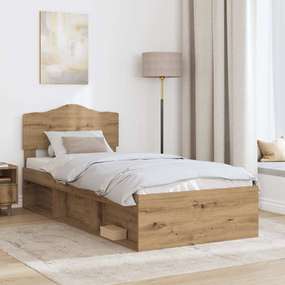 Bed Frame Artisian Oak 90 x 200 cm Solid Pine Wood