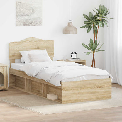 Bed Frame with Headboard Sonoma 90 x 190 cm Solid Pine Wood