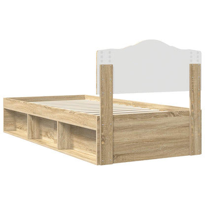 Bed Frame with Headboard Sonoma 90 x 190 cm Solid Pine Wood
