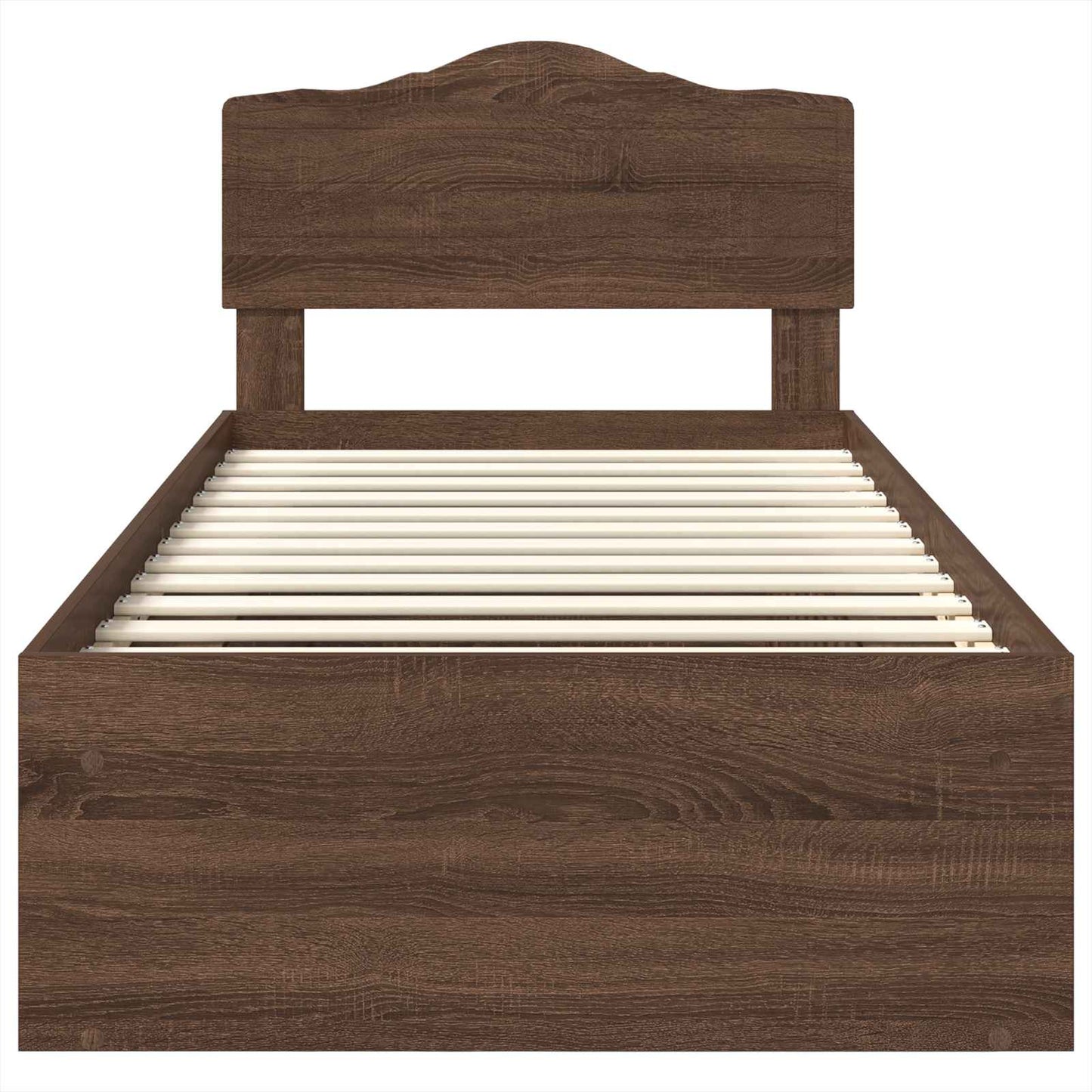 Bed Frame with Headboard Brown Oak 90 x 190 cm Solid Pine Wood