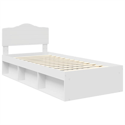 Bed Frame with Headboard White 75 x 190 cm Solid Pine Wood