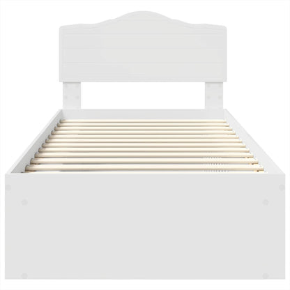 Bed Frame with Headboard White 75 x 190 cm Solid Pine Wood