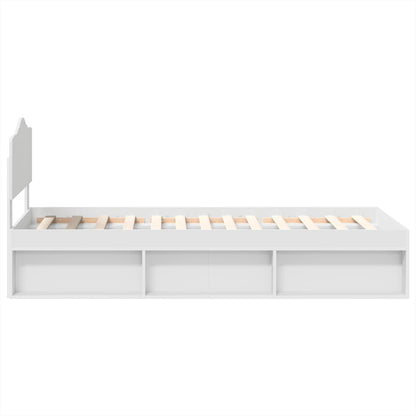 Bed Frame with Headboard White 75 x 190 cm Solid Pine Wood