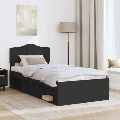 Bed Frame with Headboard Black 75 x 190 cm Solid Pine Wood