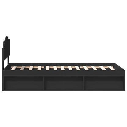 Bed Frame with Headboard Black 75 x 190 cm Solid Pine Wood