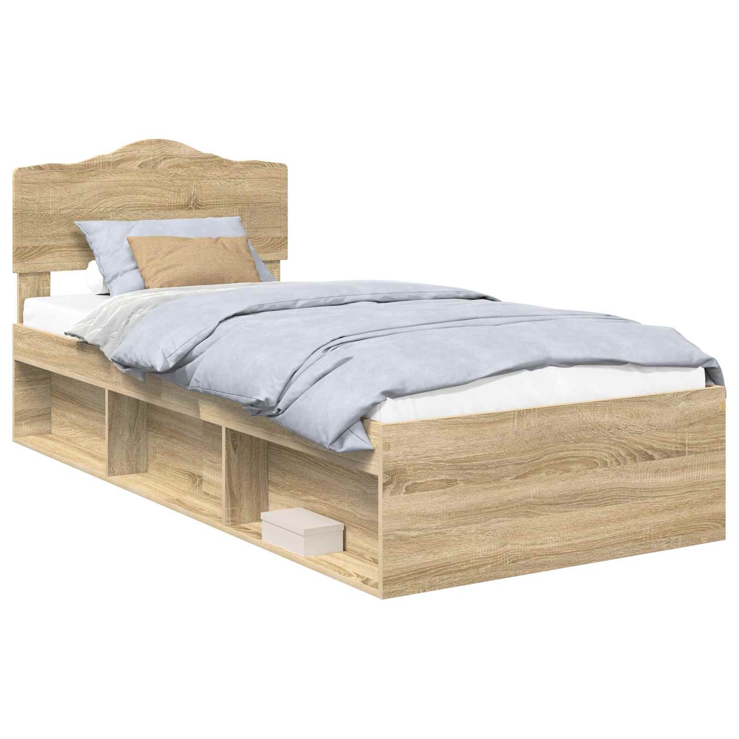 Bed Frame with Headboard Sonoma Oak 75 x 190 cm Solid Pine Wood